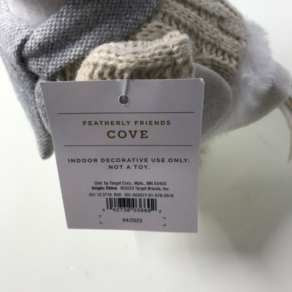 NWT Target Wondershop Featherly Friends Fabric Bird "COVE" with knit hat - Picture 9 of 10